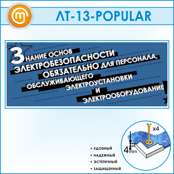 Лозунг «Знание основ электробезопасности обязательно...» (LT-13-POPULAR)