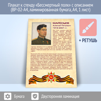 Плакат к стенду «Бессмертный полк» с описанием (BP-02-A4, ламинированная бумага, А4, 1 лист)
