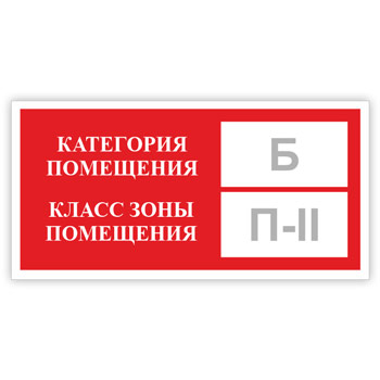 Знак «Категория помещения, класс зоны помещения», B05.2 (металл, 200х100 мм)
